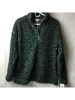 Jenni Faux Sherpa Cozy Pullover Color: Simple Leo  Size: XSmall